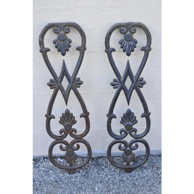 Antique Victorian Cast Iron Gate Supports Architectural Elements - a Pair For Sale - Image 11 of 13