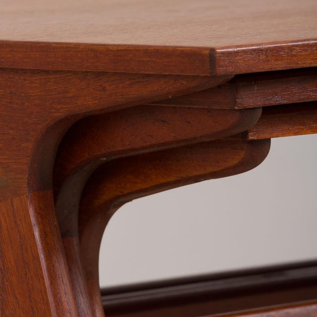 Vintage Danish Nesting Tables in Teak by Johannes Andersen for CFC Silkeborg, 1960s, Set of 3 For Sale - Image 11 of 17