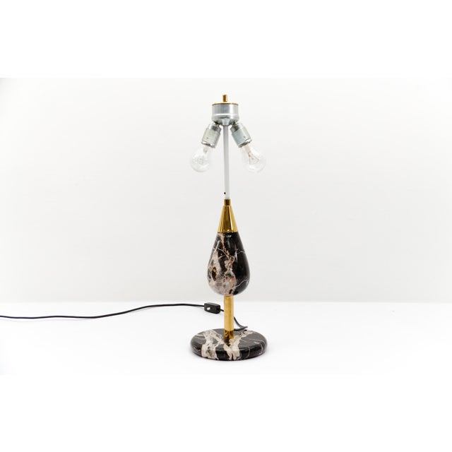 1960s Mid-Century Modern Black Marble and Brass Table Lamp, Italy, 1960s For Sale - Image 5 of 9