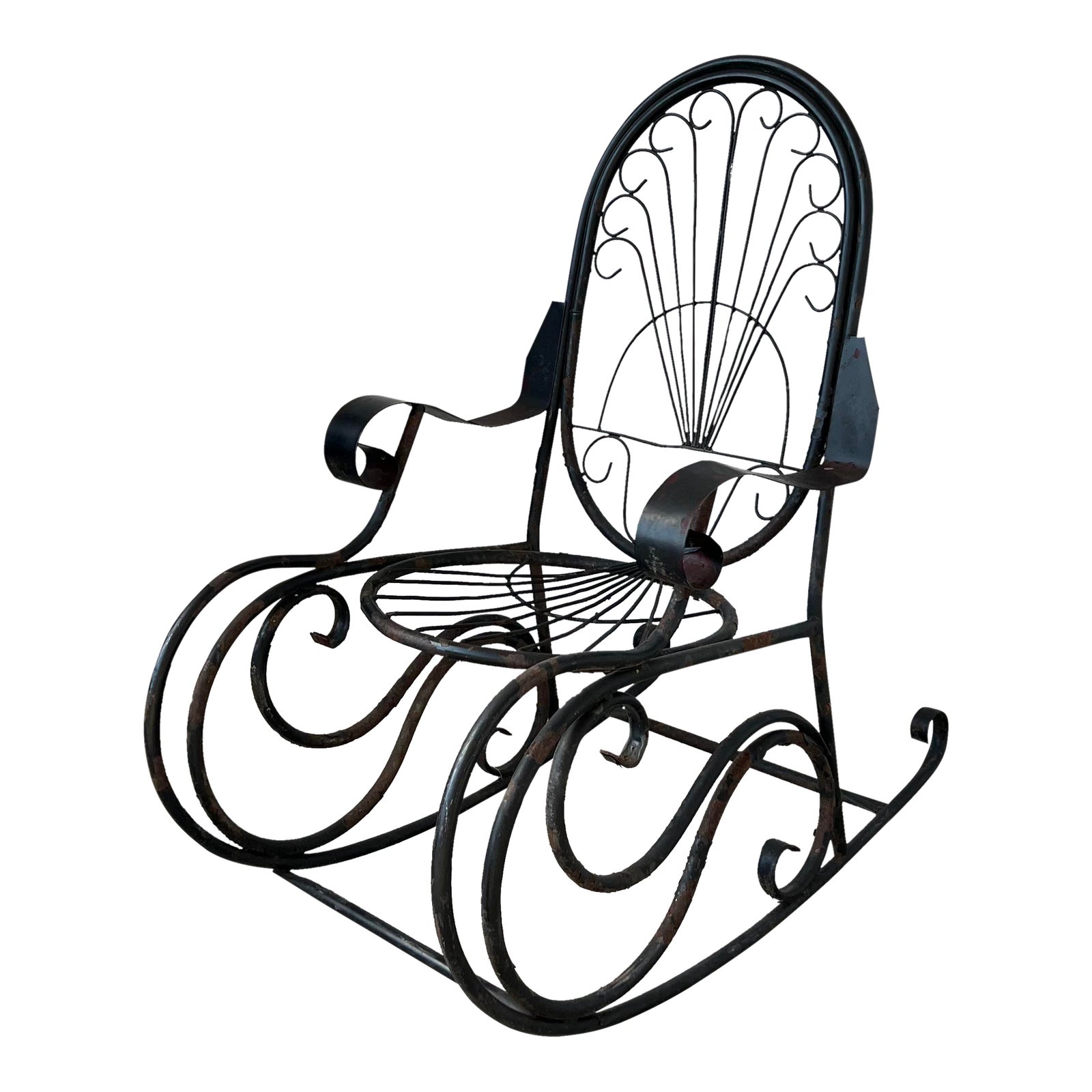 Vintage Mid Century Wrought Iron Rocking Chair Chairish