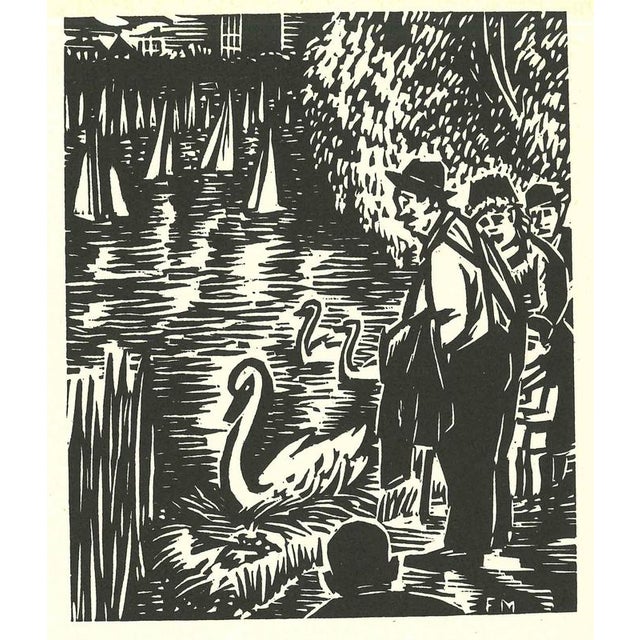 Woodcut print on paper, realized in 1964. Plate from "The Face of Hamburg", monogrammed in the plate. While most of the...