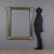 Painted and gilded Baroque frame. Molded frame with faux marble and gold finish, gilded leaf carvings at the four corners....