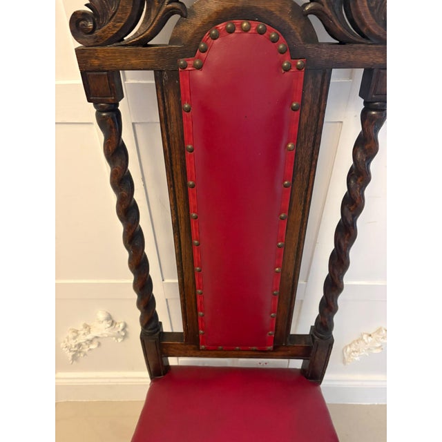Antique Victorian Carved Oak Barley Twist Dining Chairs, 1880, Set of 6 For Sale - Image 9 of 18