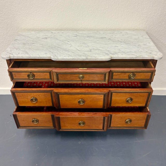 Antique French Louis XVI Style Marble Top Commode For Sale - Image 10 of 12