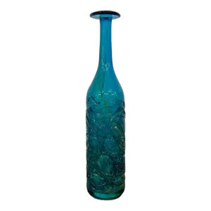 Mdina Ming Blue and Green Art Glass Bottle Vase