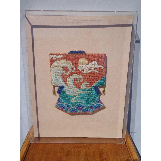 1960s Framed Hand Beaded Kimono Wall Art For Sale - Image 9 of 10
