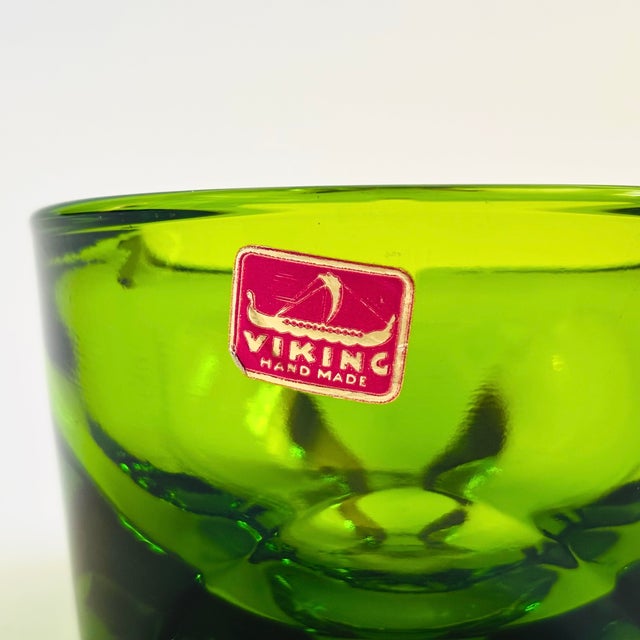 Glass MCM Green Viking Glass Ashtray For Sale - Image 7 of 11