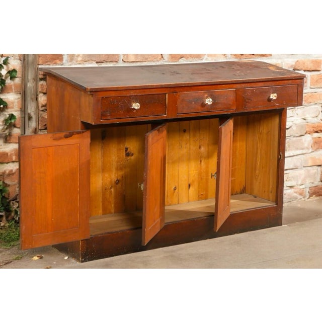 Industrial Late 19th C. Mahogany Slant Top Standing Top Desk / Cabinet For Sale - Image 3 of 6
