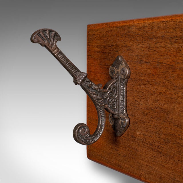 Wood Antique Coat Rack, English, Cloakroom, Reception Hall, Mounted Hooks, Victorian For Sale - Image 7 of 8