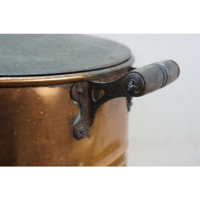 Early 20th Century Antique Galvanized Copper Boiler Wash Tub Farmhouse Fireplace Coal Log Bin Lid 24" For Sale - Image 5 of 16