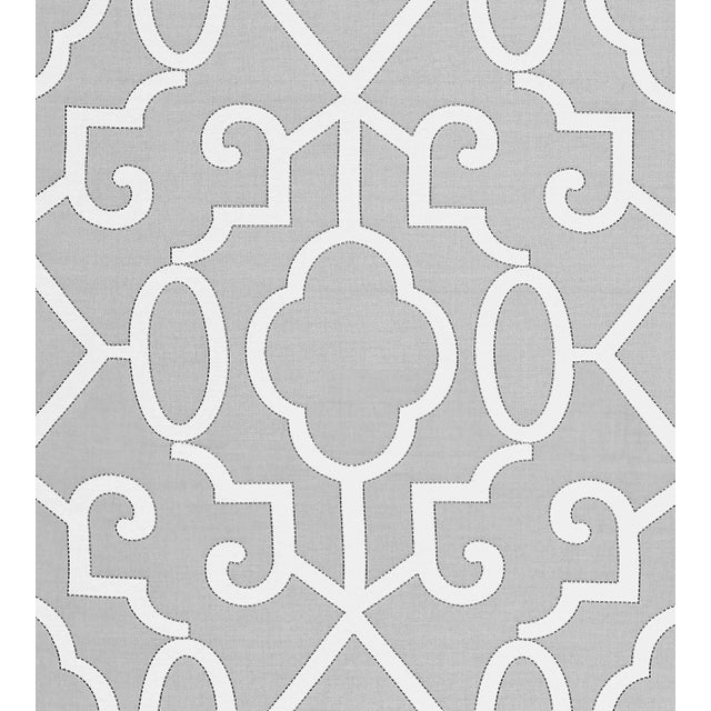 Contemporary Sample - The House of Scalamandré Ming Fretwork Wp Wallcovering, Silver For Sale - Image 3 of 3