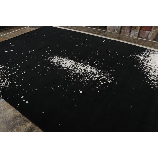 Abstract Rug & Kilim’s Abstract Rug in Black With White Painterly Patterns – “Milky Way” For Sale - Image 3 of 8