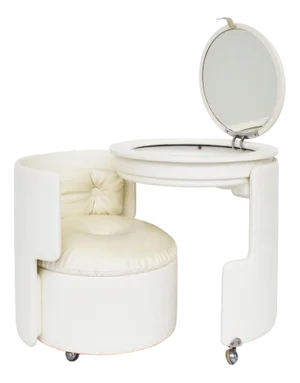 White Vanity Dressing Table Mod. Dilly Dally by Luigi Massoni for Poltrona Frau, Italy, 1968, Set of 2