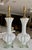Pair of Murano Italian hand blown white glass table lamps with silver mica flecks throughout on custom molded glass bases...