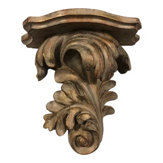Vintage Hand-Carved Acanthus Leaf Wall Shelf For Sale