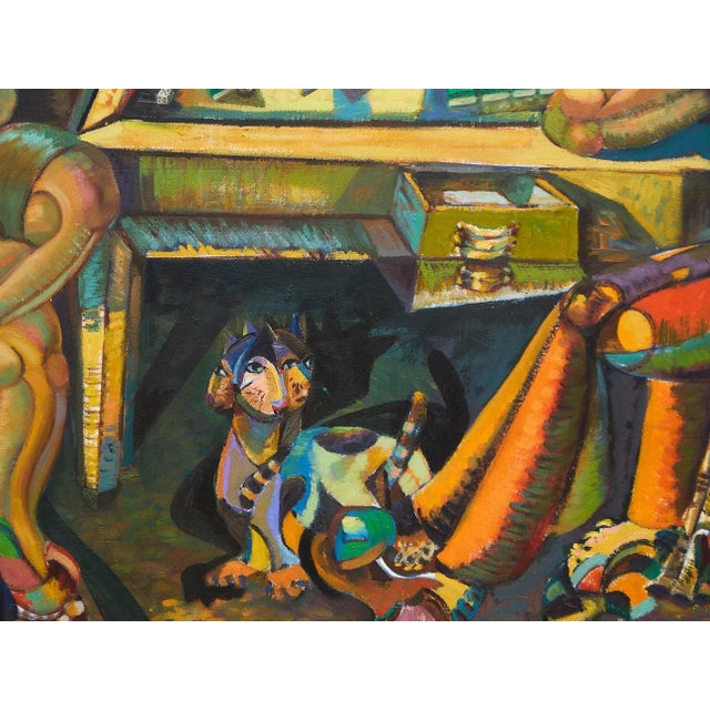 Late 20th Century Late 20th Century Cubist Mahjong Original Painting For Sale - Image 5 of 9