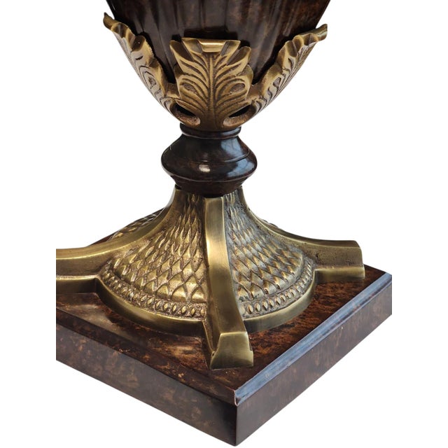 Vintage Lacquered Brass Pedestal Urn For Sale - Image 4 of 6