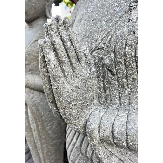 Vintage Standing Stone Carved Buddha Statue For Sale In Los Angeles - Image 6 of 9