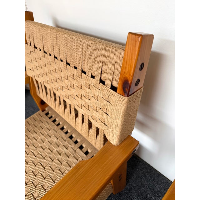 Tan Mid-Century Modern Pair of Wood and Rope Armchairs, Italy, 1970s For Sale - Image 8 of 13