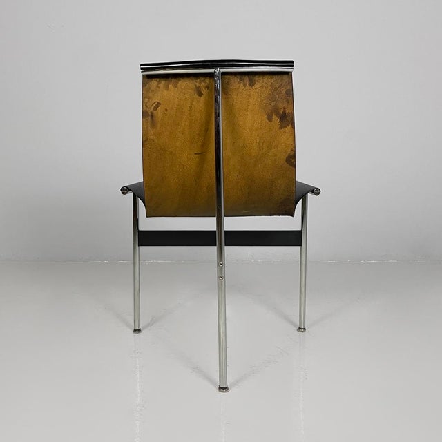 Italian Modern Leather T Chairs by Katavolos, Littell and Kelley for ICF, 1960s, Set of 4 For Sale - Image 6 of 18