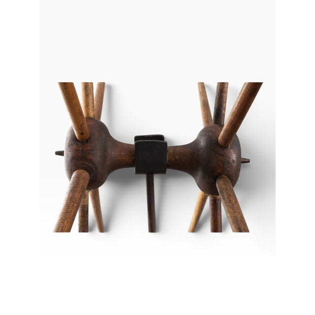 American Primitive Wooden Object on Metal Stand For Sale - Image 4 of 5