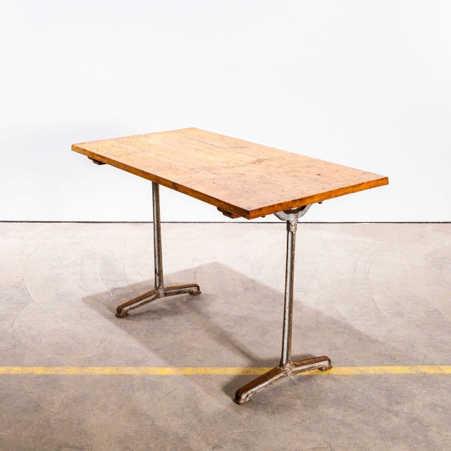 Vintage French Cast Base Café Dining Table, 1930s For Sale - Image 3 of 9