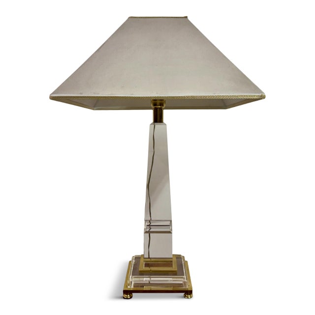 Acrylic and Brass Table Lamp in the style of Sandro Petti, 1970s For Sale - Image 13 of 13