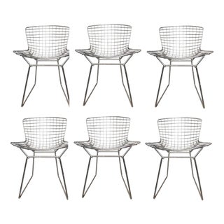 Mid 20th Century Chrome Dining Chairs by Bertoia for Knoll- Set of Six For Sale