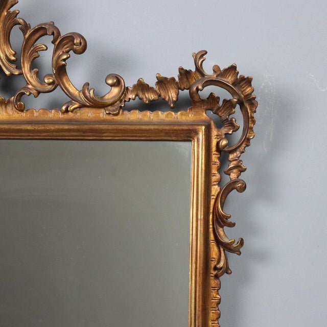 20th Century Mirror with Gilded and Carved Wooden Frame, Italy For Sale - Image 4 of 11