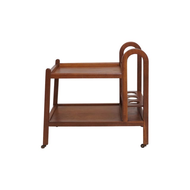 Midcentury Teak Rolling Bar Cart For Sale - Image 4 of 10