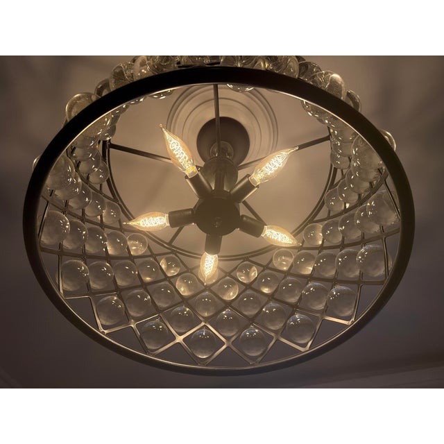 Jonathan Y "Gabrielle" Crystal Orb & Iron 5-Light Semi-Flush Mount Chandelier For Sale In Providence - Image 6 of 6