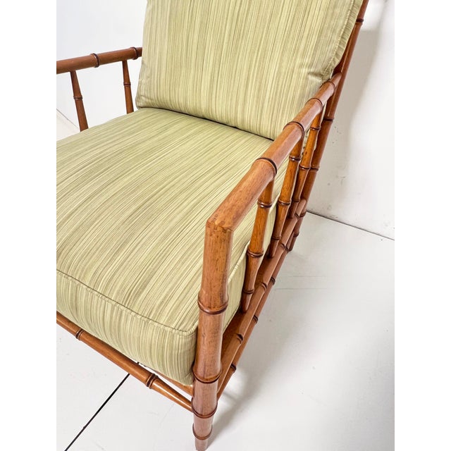 1990s Martha Stewart for Bernhardt French Chippendale Style Faux Bamboo Lounge Chair For Sale - Image 5 of 9