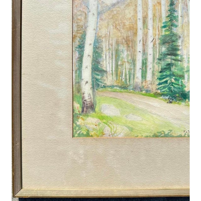Paper 1950s Bert G. Phillips (1868–1956) "Fall Aspens" Watercolor Painting For Sale - Image 7 of 12