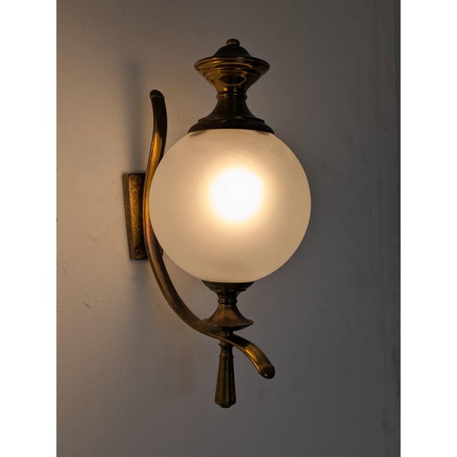 1960s Italian Murano Glass Sconces Wall Lights in Glass Brass For Sale - Image 6 of 9