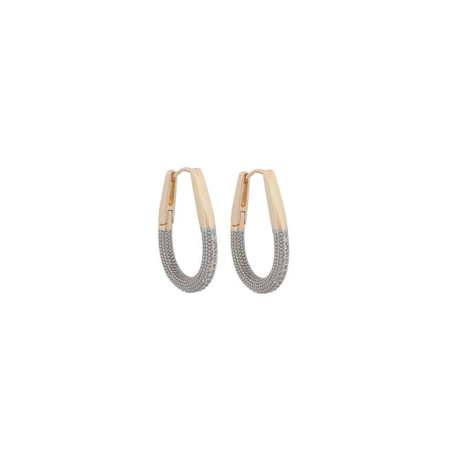Pave Diamonds Gold Hoop Mini Size Earrings, A Pair For Sale - Image 11 of 11