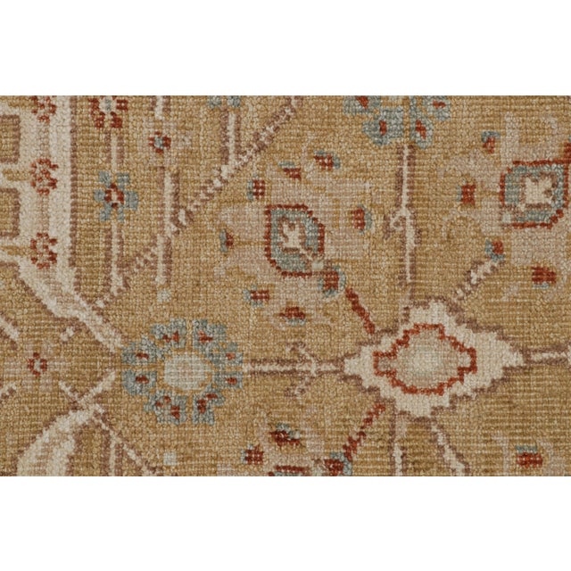 Rug & Kilim’s Oushak Style Rug in Beige-Brown, Gold Floral Patterns For Sale In New York - Image 6 of 7
