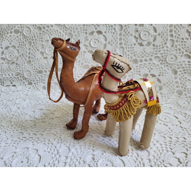 1960s 1960s Embellished Cream Leather Camel For Sale - Image 5 of 5