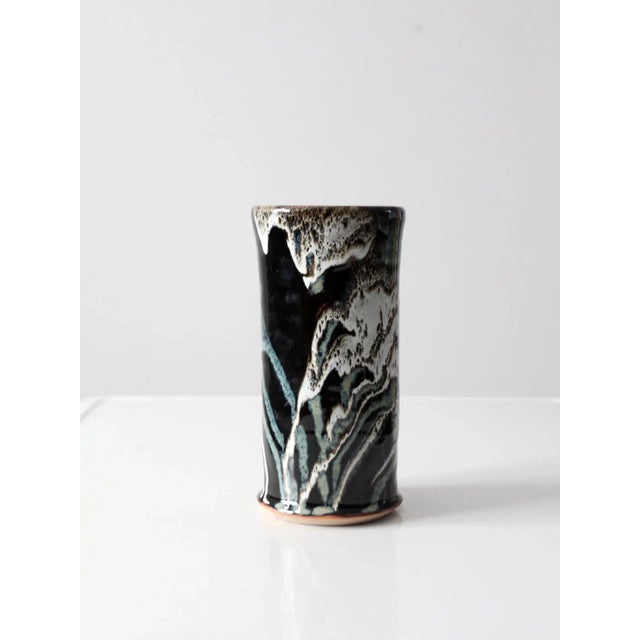 Black Vintgae Studio Pottery Vase For Sale - Image 8 of 10