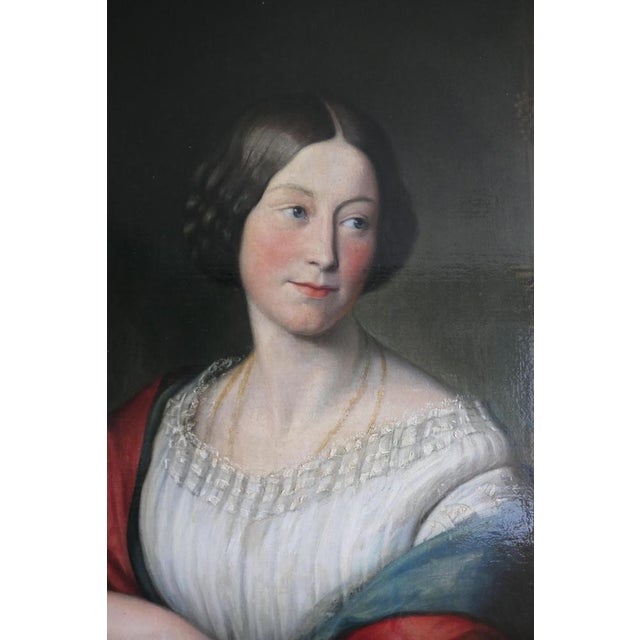 Portrait of Mary Harris Stretton with Bonnet, 19th Century, Oil on Canvas For Sale - Image 3 of 10