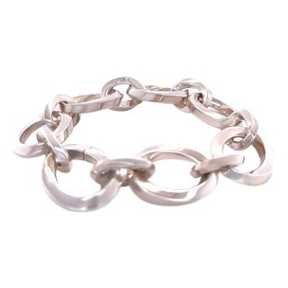Tiffany & Co. Sterling Silver Vintage Oval Link Bracelet 88g For Sale