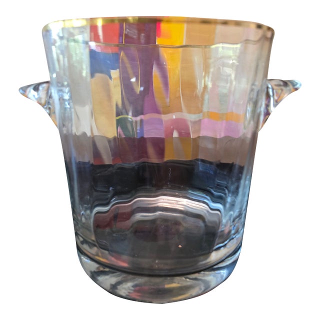 Vintage Mid Century Modern Baccarat Style Barware Ice Bucket For Sale