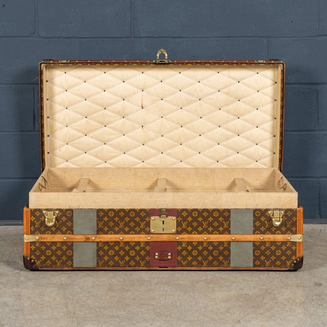 Antique Steamer Trunk in Monogram Canvas from Louis Vuitton, France, 1920s For Sale - Image 11 of 18