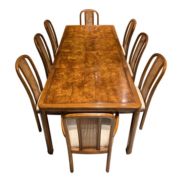 Drexel Chinoiserie Dining Set in Solid Mahogany - 9 Pieces For Sale