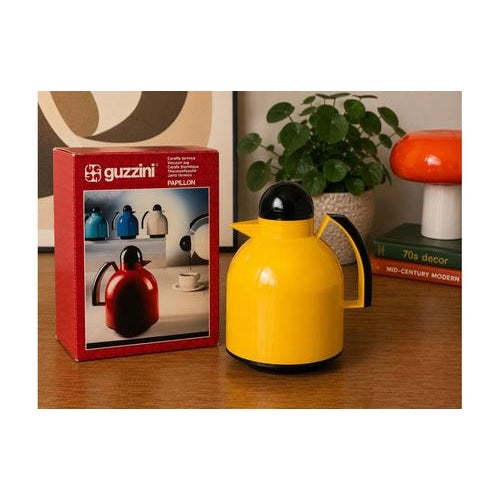 Brown Papillon Thermal Jug in Yellow and Black by Furio Minuti for Guzzini, Italy For Sale - Image 8 of 8