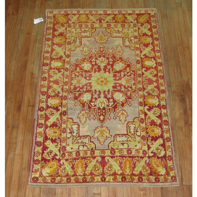 Textile Antique Zabihi Collection Turkish Oushak Rug with Lime Green Accents - 3'10" x 6'1" For Sale - Image 7 of 12