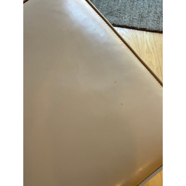 Mid-Century Modern Vintage Mid-Century Modern Taupe Vinyl Ottoman Footstool For Sale - Image 3 of 8