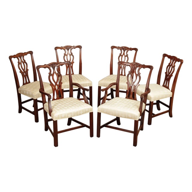 Hickory Chair Set Of Six Chippendale Style Mahogany Dining Chairs For Sale