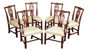 Hickory Chair Set Of Six Chippendale Style Mahogany Dining Chairs