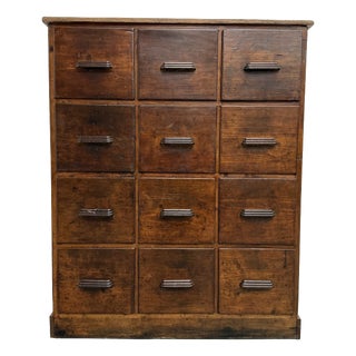 Antique 12-Drawer Pine Workshop Cabinet, 1900s For Sale