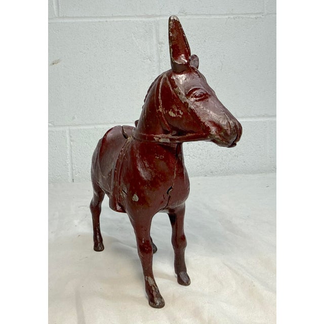 Antique 1920's Ac Williams Hand Painted Cast Iron Donkey Coin Penny Still Bank For Sale - Image 9 of 14